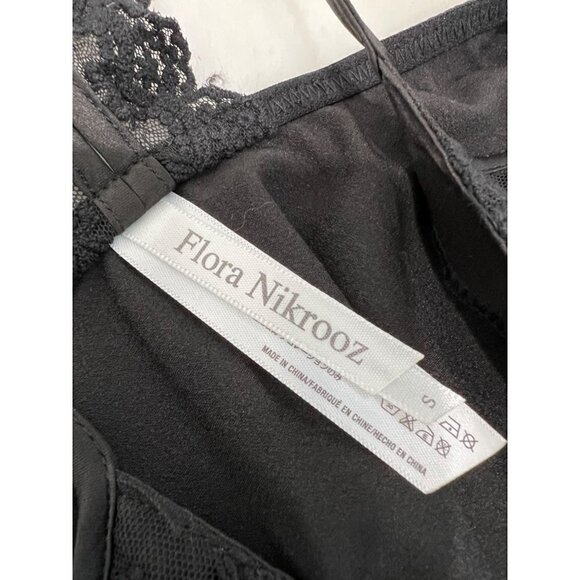 NWOT FLORA NIKROOZ Size S CHEMISE Lace detail back BLACK - Picture 2 of 12